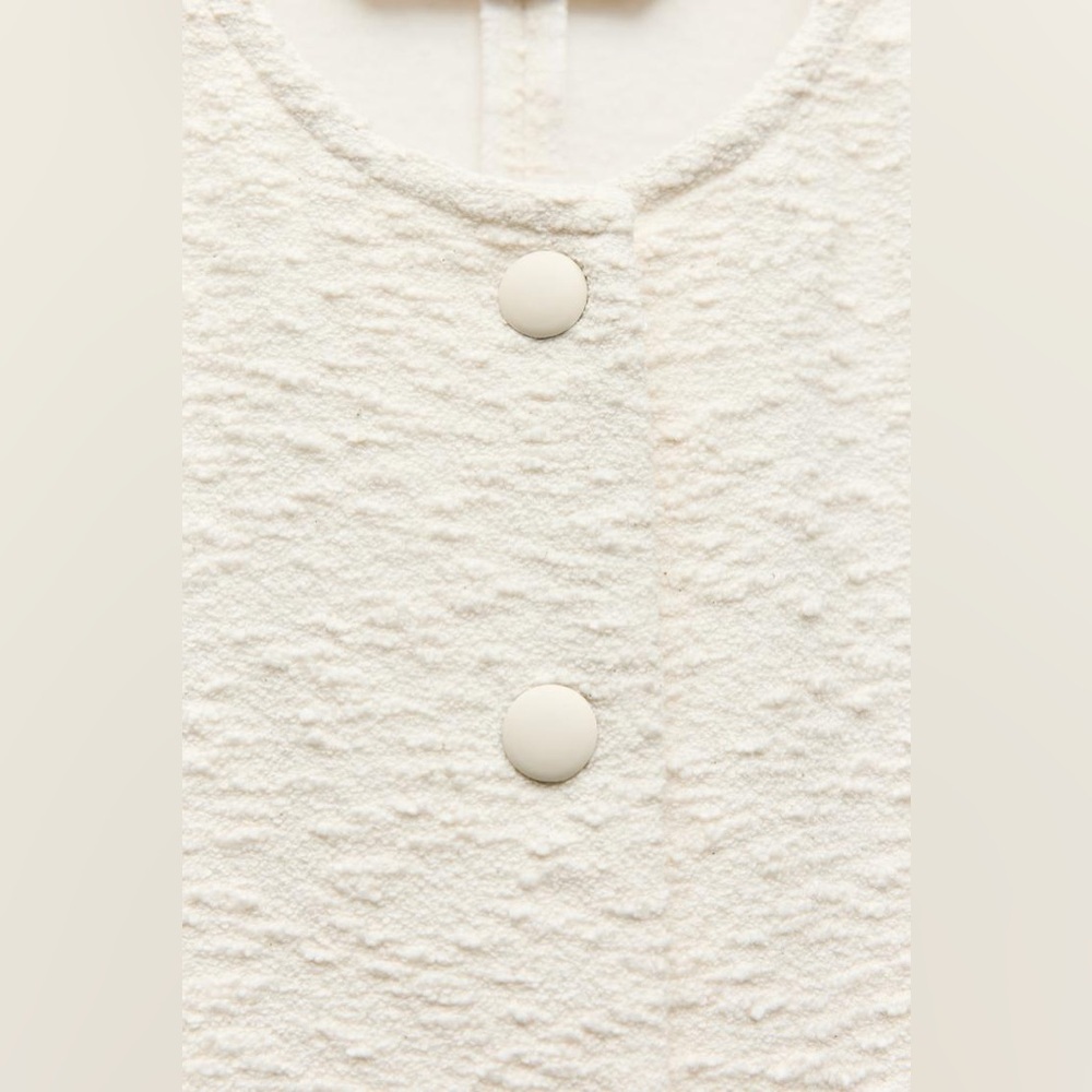 NWT. Zara ZW Collection Ecru Cotton Blend Textured Shift Midi Dress. Size M. - Picture 9 of 14